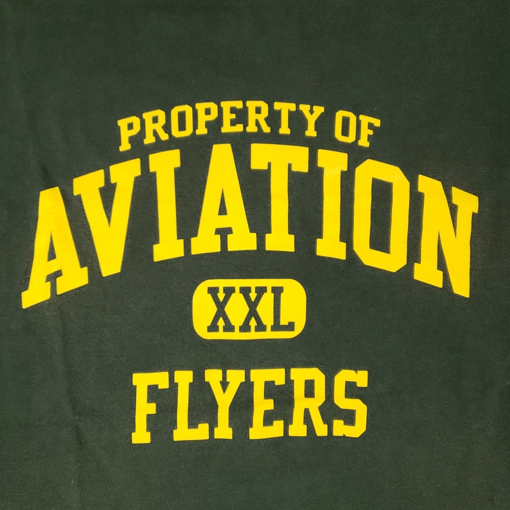 Gildan T Shirt Men 2XL Property Of Aviation Flyers Forest Green Collegiate Pilot - Picture 3 of 7